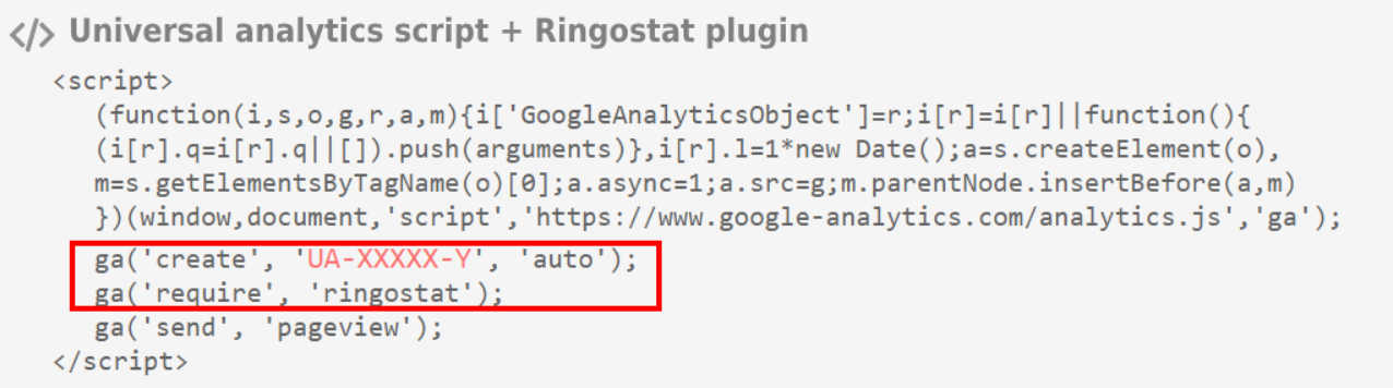 How to Track Phone Calls Using Special Software 16261788377400 Google Universal Analytics script with Ringostat plugin