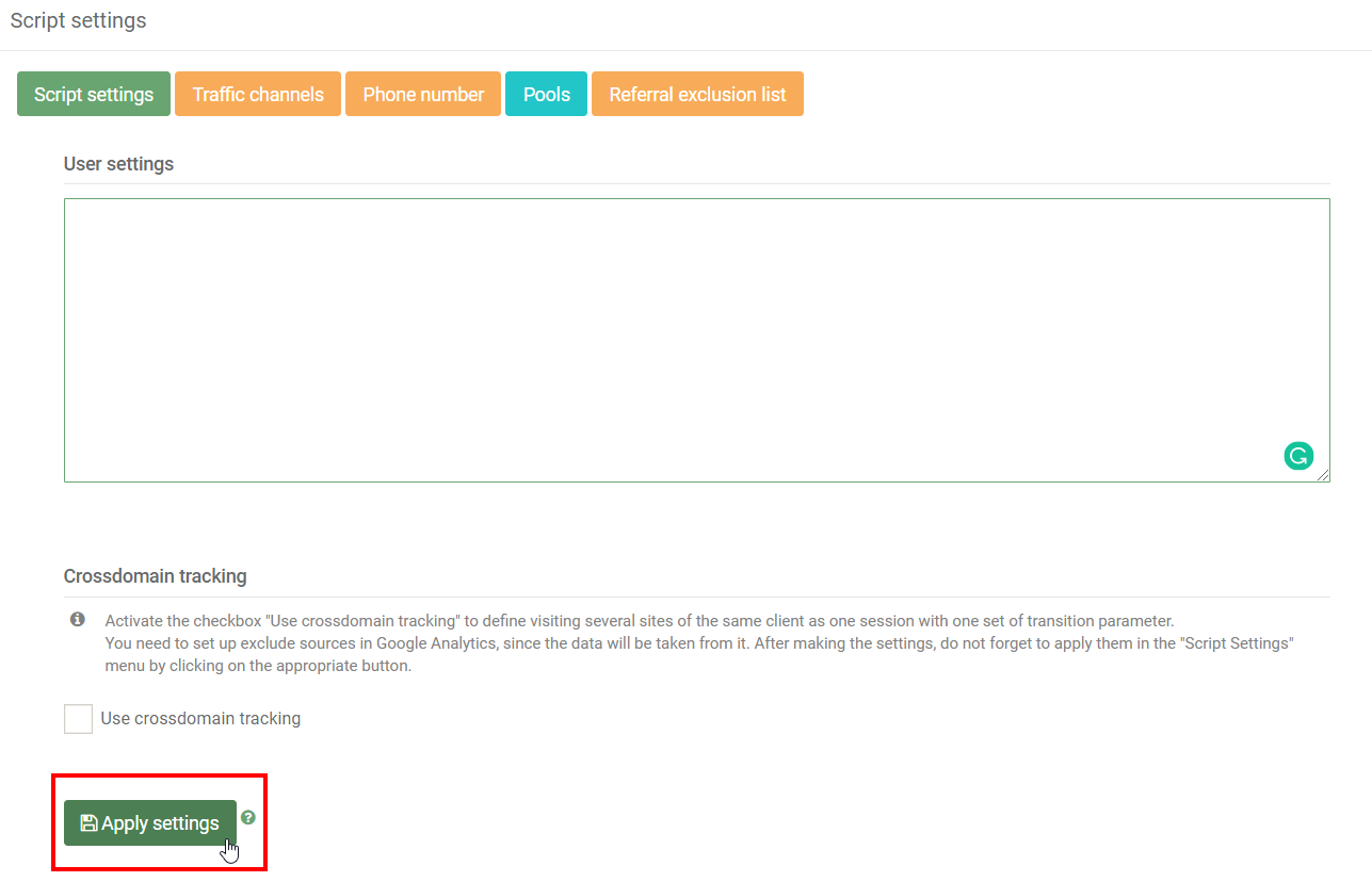 How to Track Phone Calls Using Special Software 16261788377430 Insertion script settings